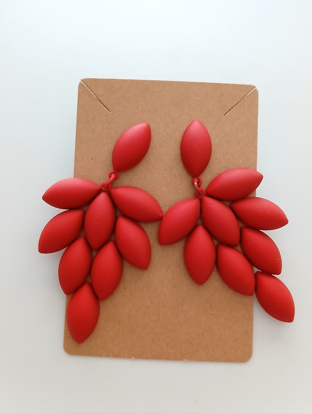 Fashion Jewelry Red Petal Cluster Drop Earrings - Picture 1 of 4